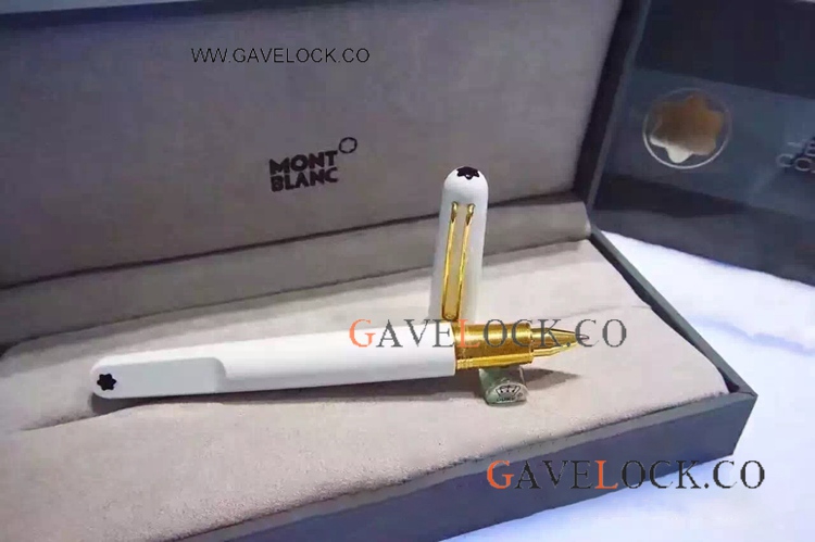 White and Gold Mont Blanc Rollerball Copy - Montblanc M Series